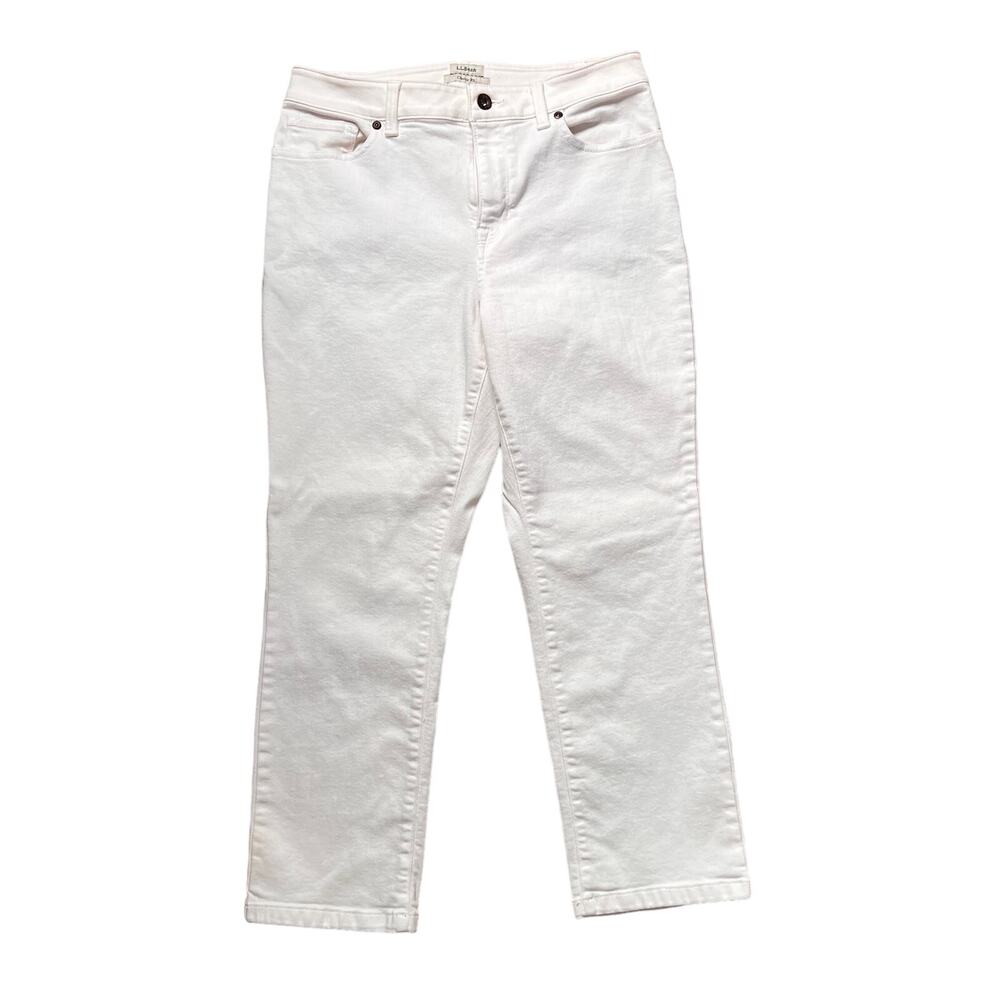 L.L. Bean Classic Straight Fit Jeans Petite Size 10 White Denim